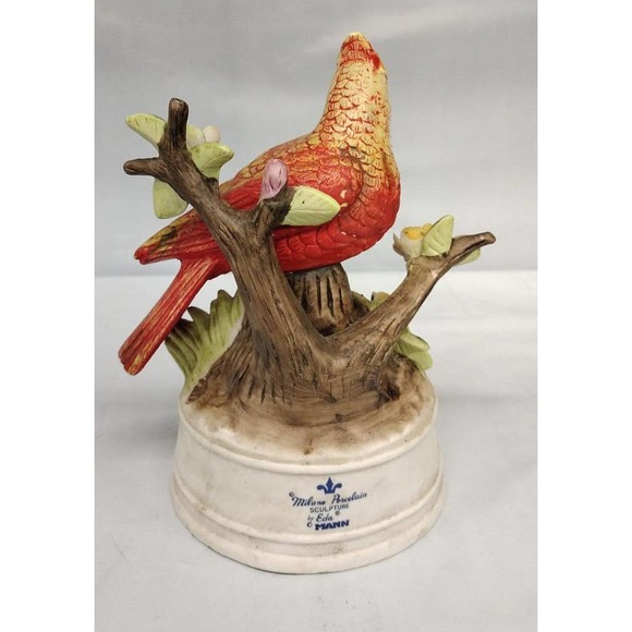 VTG Gorham Porcelain Red Cardinal Music Box,Plays Red Cardinal Sitting on Branch - Picture 2 of 5